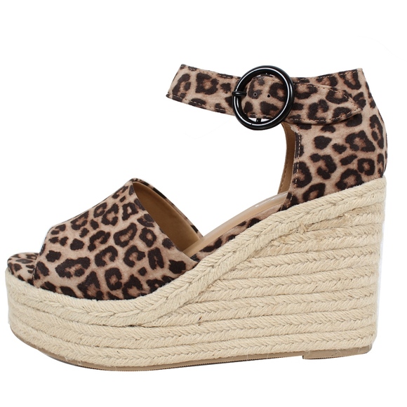 Shoes - Size 10 Oat Cheetah Open Toe Ankle Strap Espadrill
